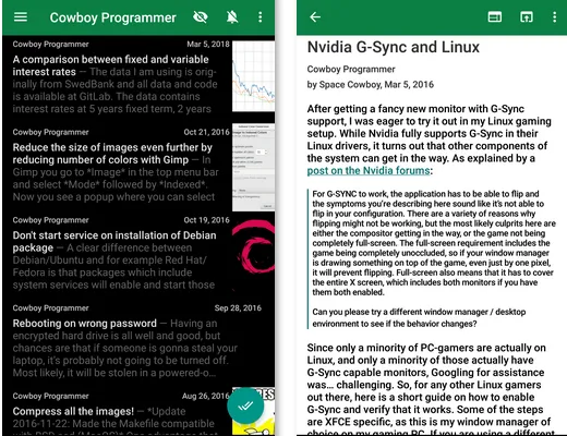 Feeder RSS reader on Android